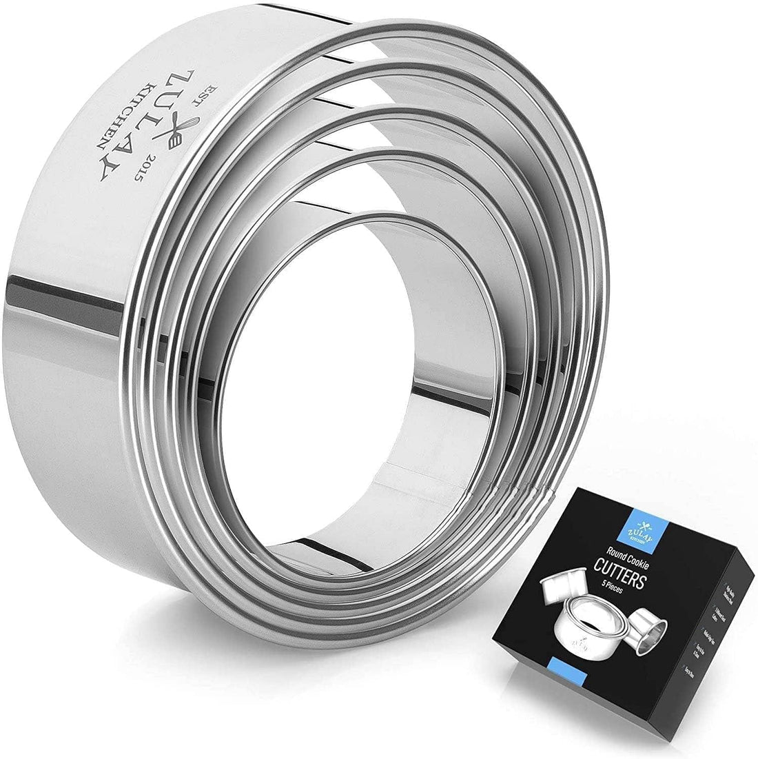 5 Piece Round Cookie Cutter Set - The Baker's Life