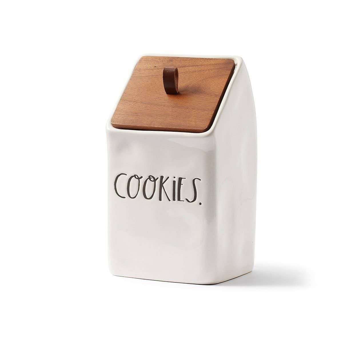 Stem Print Cookie Jar with a Wood Lid